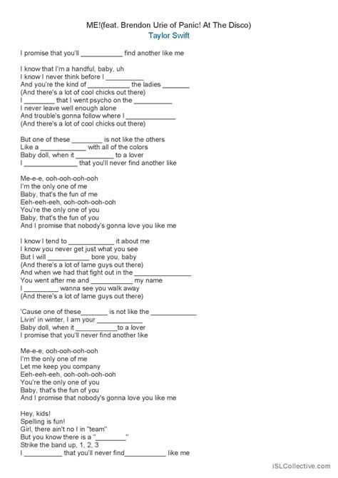 taylor swift printable lyrics worksheets